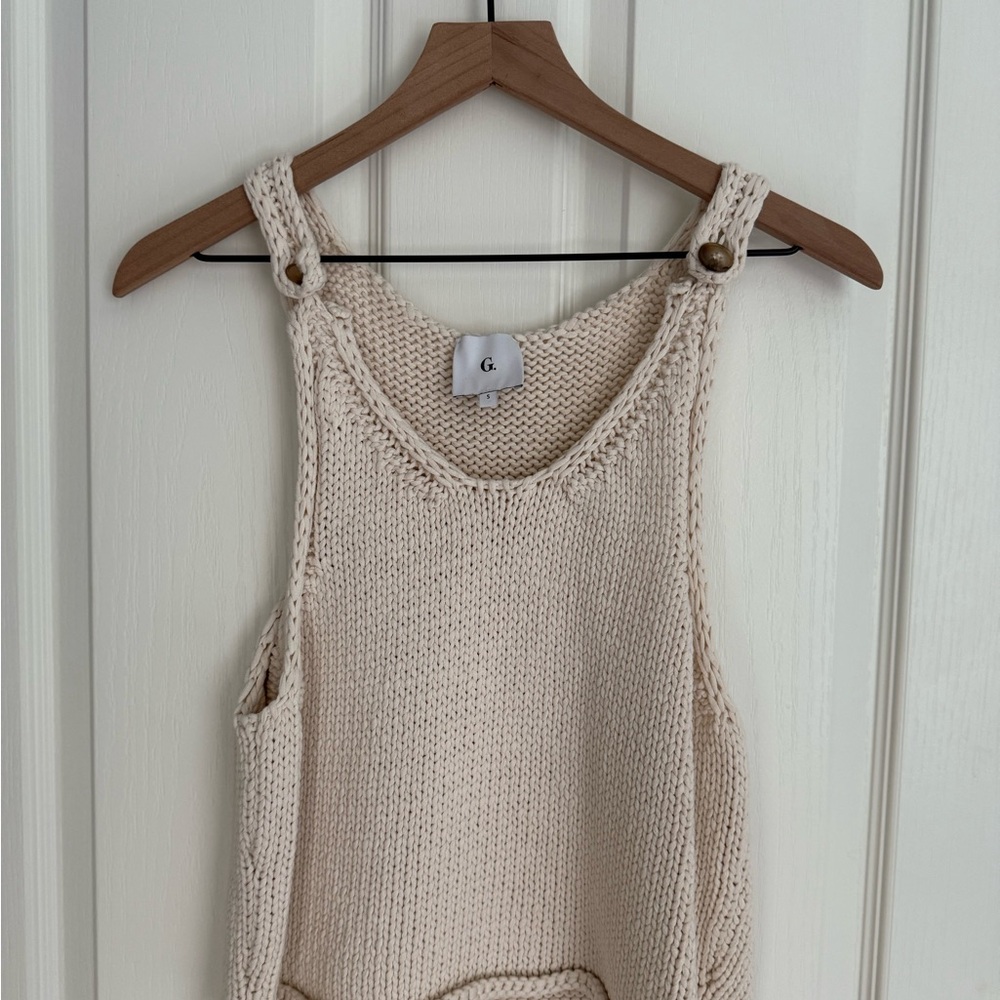 Cream Knit Sleeveless Top